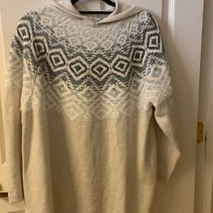 J. Jill Beige and Charcoal Patterned Turtleneck Sweater